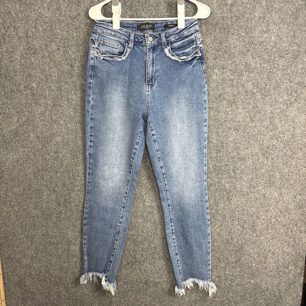 Judy Blue Jeans Womens Size 7 / 28 Blue slim fit  Raw Hem Stretch JB88473 MD